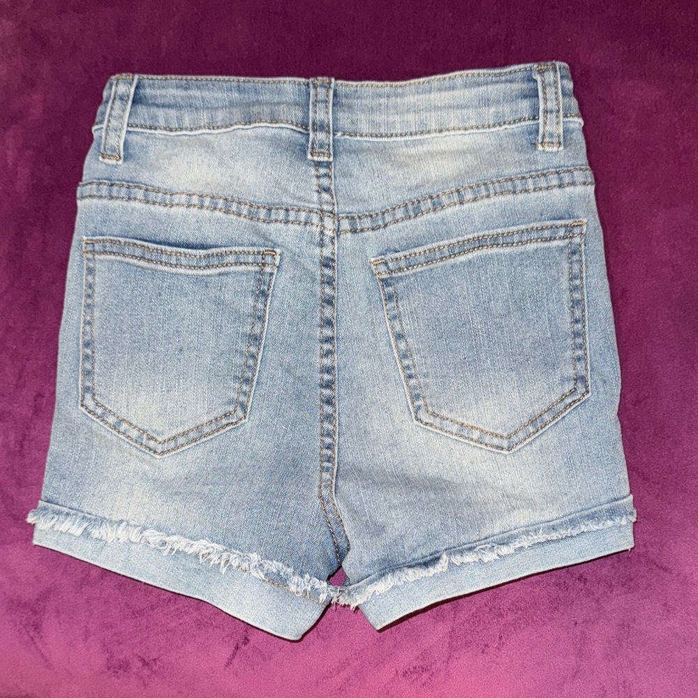 SHEIN Light Blue Distressed Jean denim Shorts - Picture 3 of 7
